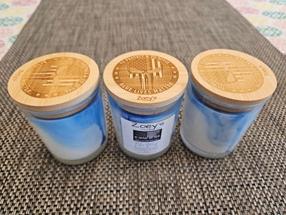 "Blue Mist" scented 6oz. 100% Natural Soy candle. "We Support Our Police" Blue Lives Matter candleEdition