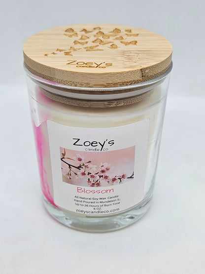"Blossom" scented 6oz. 100% Natural Soy candle.