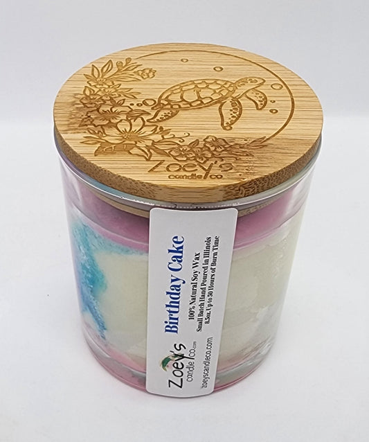 "Birthday Cake" scented 8.5oz. 100% Natural Soy candle.